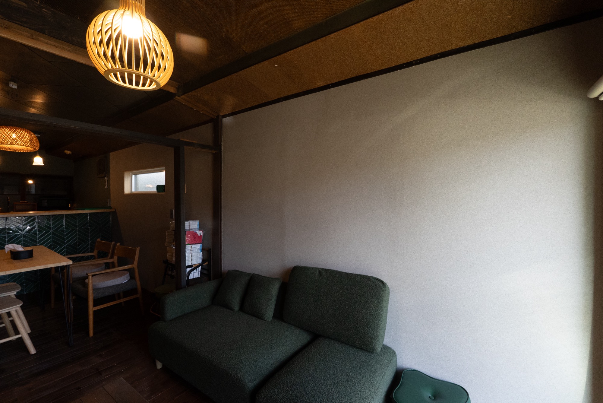 Living room with sofa and dining angle